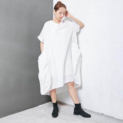 Casual Solid Short Sleeve V-Neck Women Dress