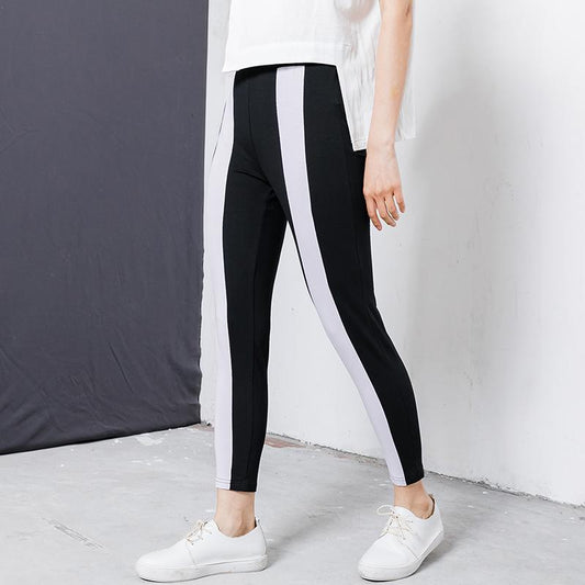 Casual Spliced Elastic Waist Women Pants