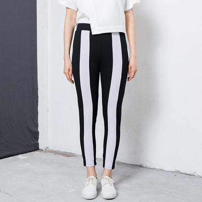 Casual Spliced Elastic Waist Women Pants