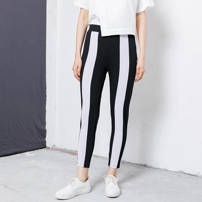 Casual Spliced Elastic Waist Women Pants