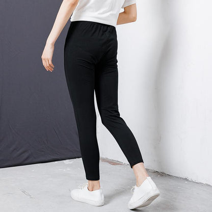 Casual Spliced Elastic Waist Women Pants