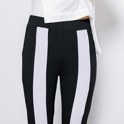 Casual Spliced Elastic Waist Women Pants