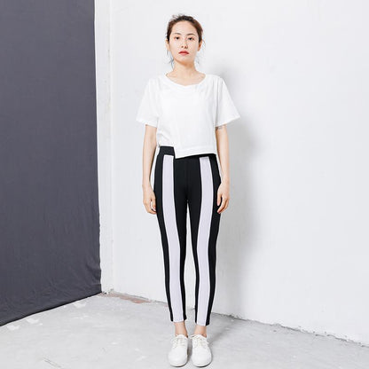 Casual Spliced Elastic Waist Women Pants