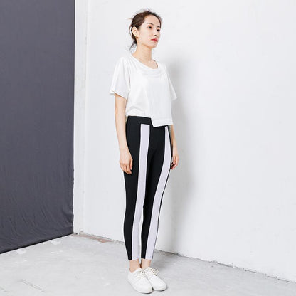 Casual Spliced Elastic Waist Women Pants