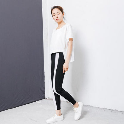 Casual Spliced Elastic Waist Women Pants