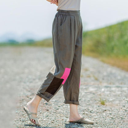 Casual Square Pockets Elastic Waist Pants