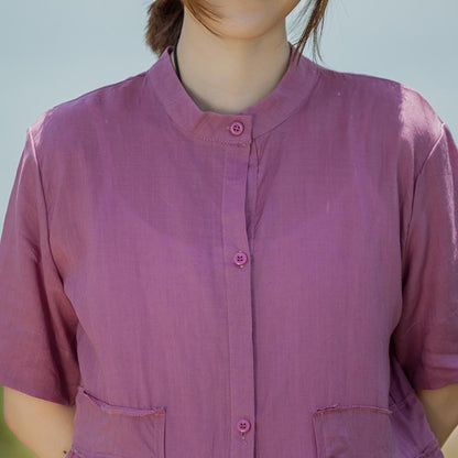 Casual Stand Collar Single Breasted Dress