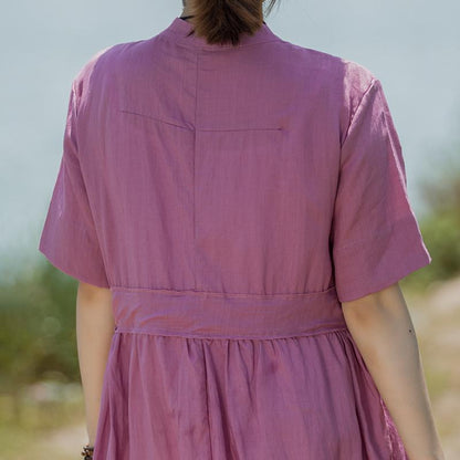Casual Stand Collar Single Breasted Dress