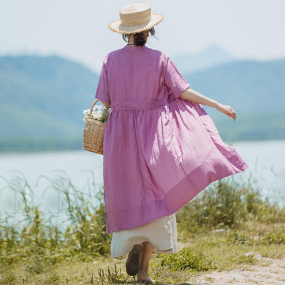 Casual Stand Collar Single Breasted Dress