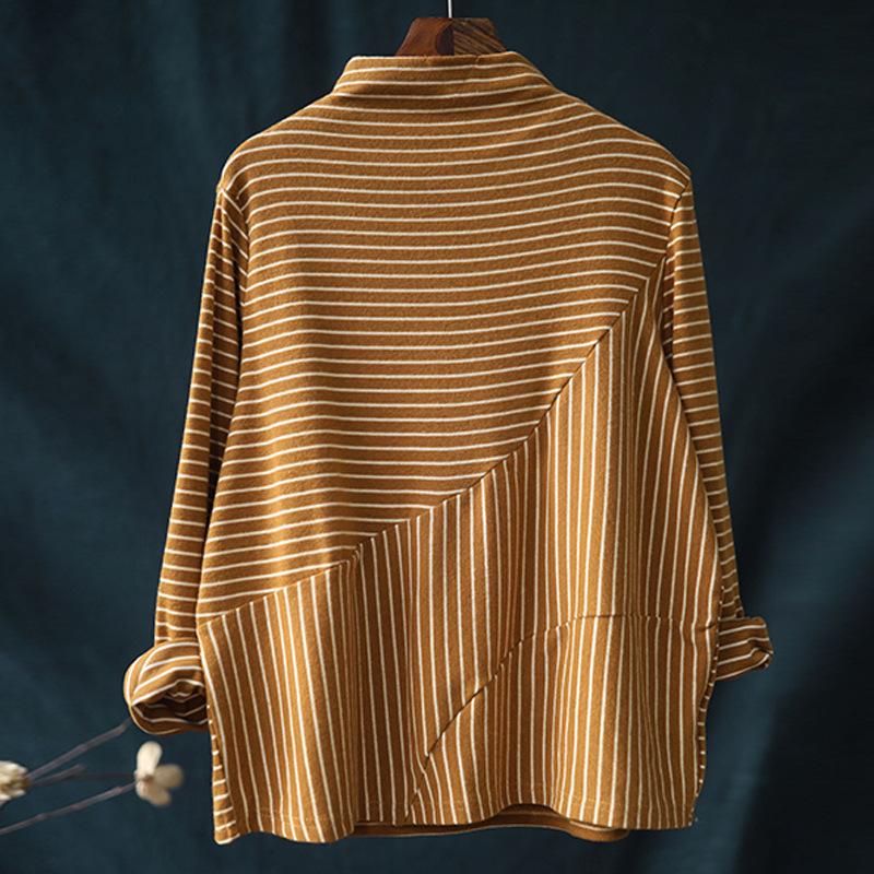 Casual Stripe Long Sleeve Bottoming Shirt