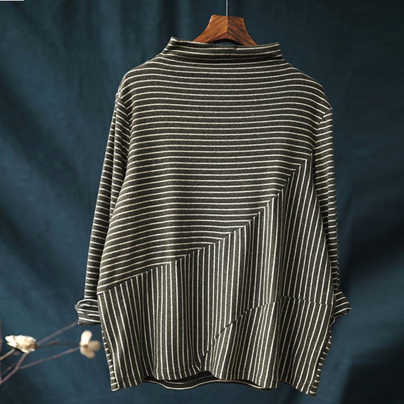 Casual Stripe Long Sleeve Bottoming Shirt