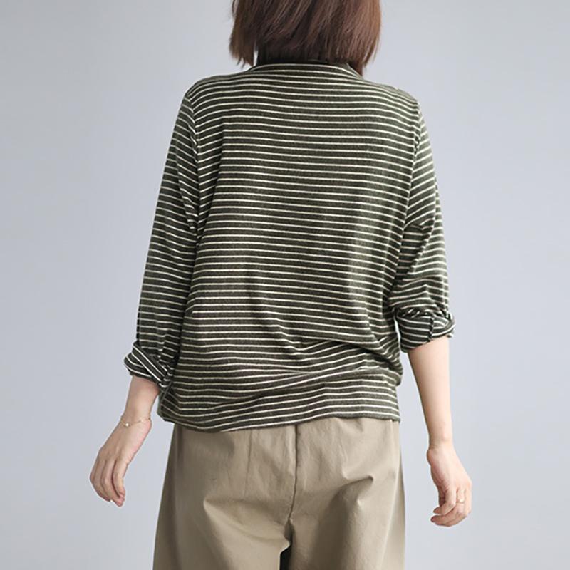 Casual Stripe Long Sleeve Bottoming Shirt