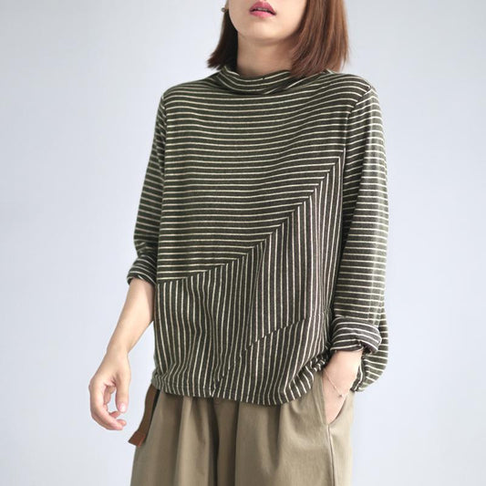 Casual Stripe Long Sleeve Bottoming Shirt