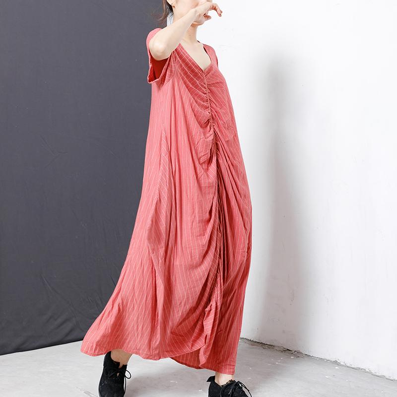Casual Stripe Pleated Splicing Pullover Maxi Dress