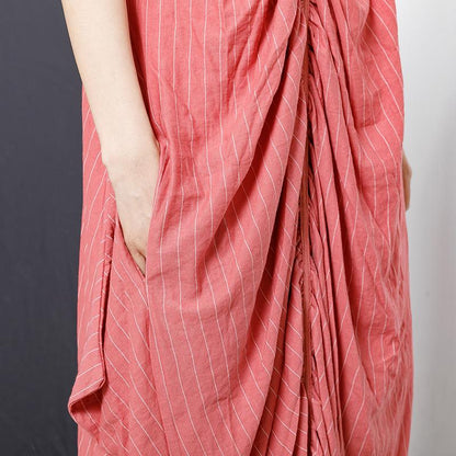 Casual Stripe Pleated Splicing Pullover Maxi Dress