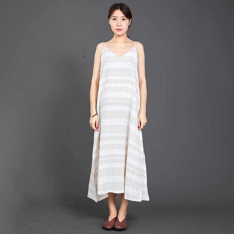 Casual Striped Split Hem Loose Slip Dress