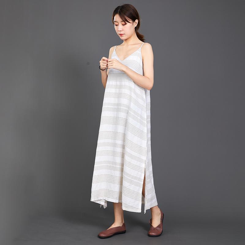 Casual Striped Split Hem Loose Slip Dress