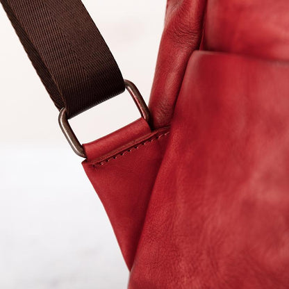Casual Travel Color Matching Leather Backpack
