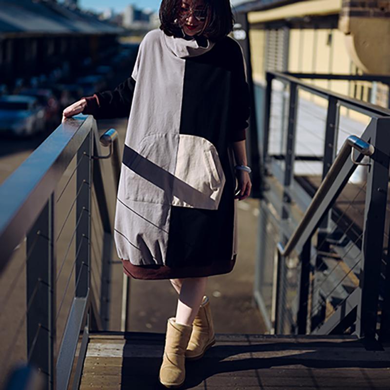 Casual Turtleneck Symmetric Stitching Knit Dress