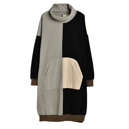 Casual Turtleneck Symmetric Stitching Knit Dress