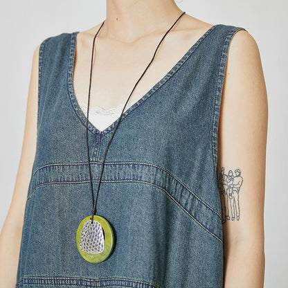 Casual V-Neck Pockets Denim Sleeveless Dress