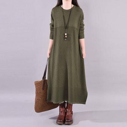 Buykud Casual Warm Comfortable Plaid Knitted Dress