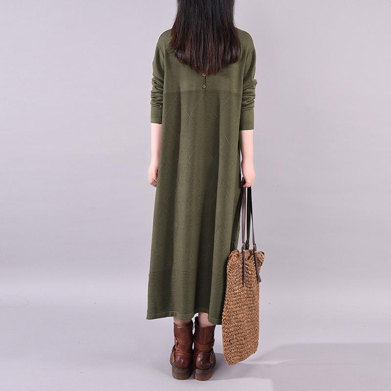 Buykud Casual Warm Comfortable Plaid Knitted Dress