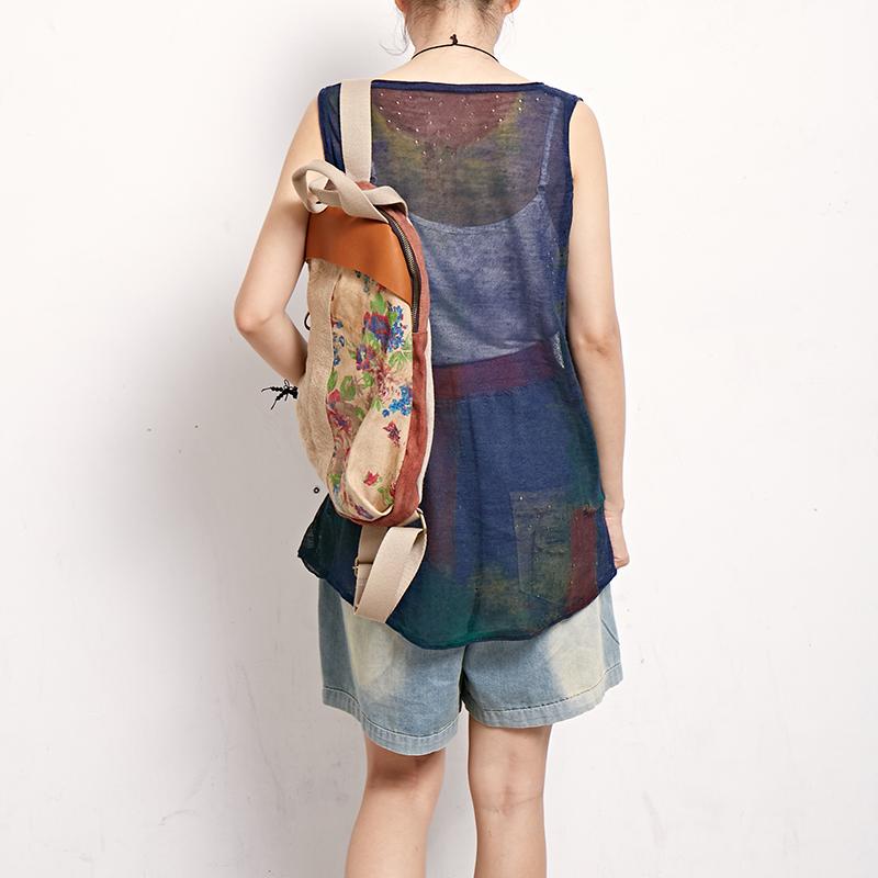 Casual Women Print Cotton Linen Sleeveless Top