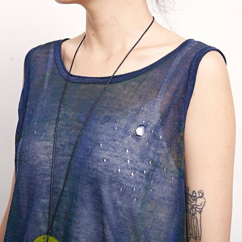 Casual Women Print Cotton Linen Sleeveless Top