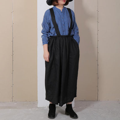 Casual Women Summer Solid Loose Suspender Skirt