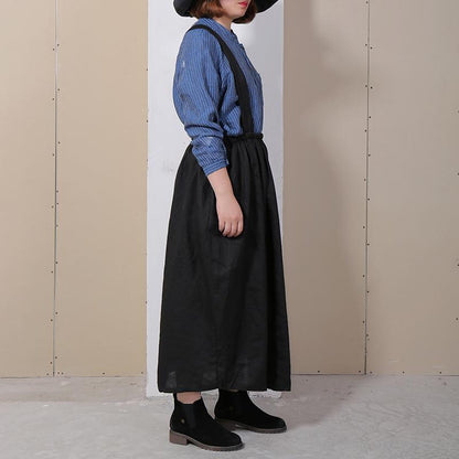 Casual Women Summer Solid Loose Suspender Skirt