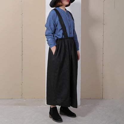 Casual Women Summer Solid Loose Suspender Skirt