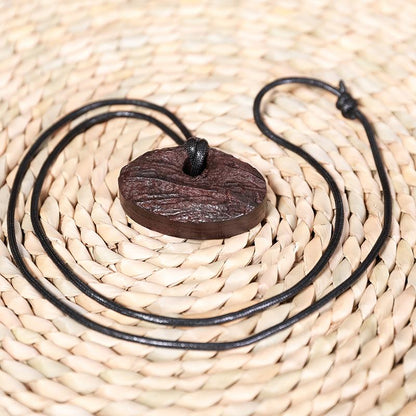 Casual Wooden Oval Pendant Long Necklace