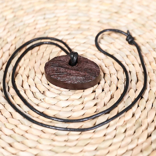 Casual Wooden Oval Pendant Long Necklace
