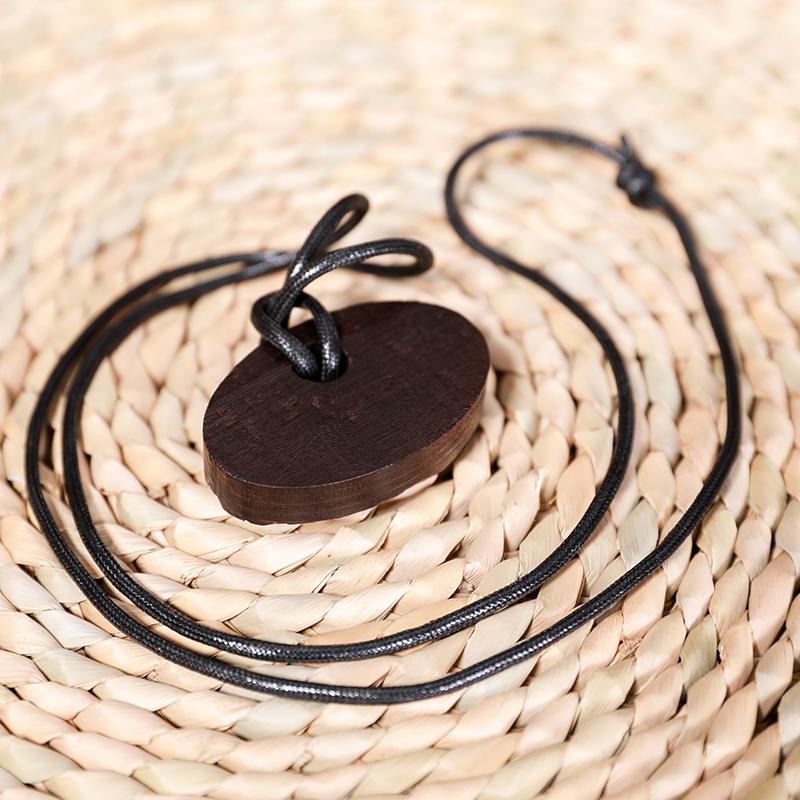 Casual Wooden Oval Pendant Long Necklace