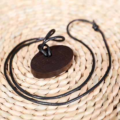 Casual Wooden Oval Pendant Long Necklace