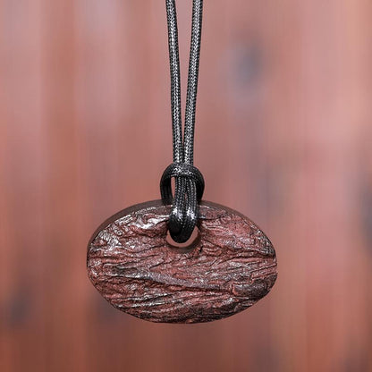 Casual Wooden Oval Pendant Long Necklace
