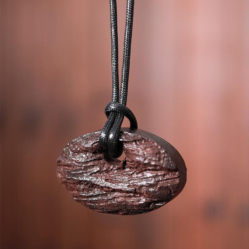 Casual Wooden Oval Pendant Long Necklace