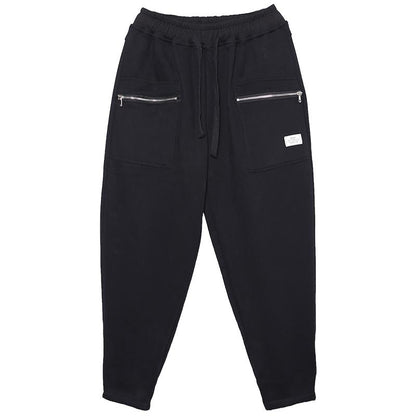 Casual Zipper Pockets Solid Color Harem Pants