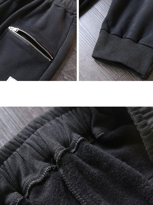 Casual Zipper Pockets Solid Color Harem Pants