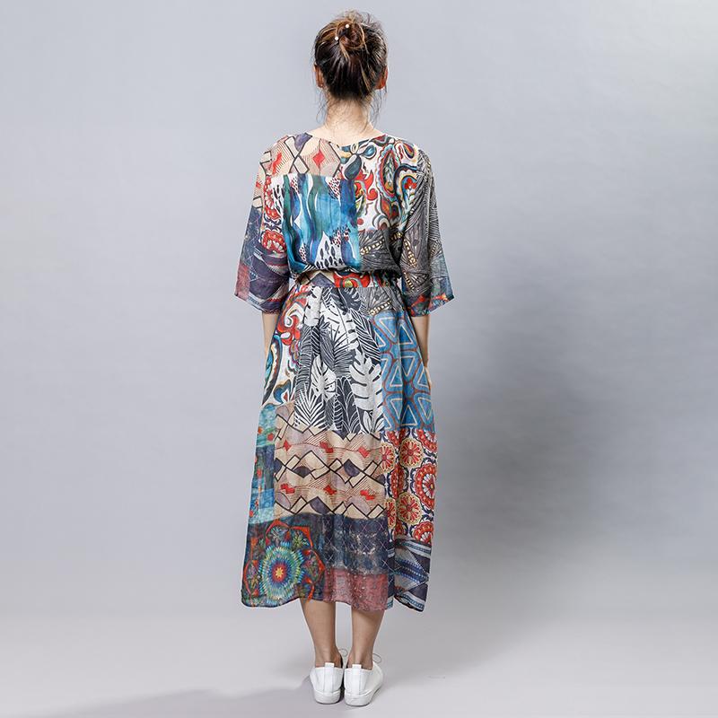 Causal Printed Comfortable Dress With Belt