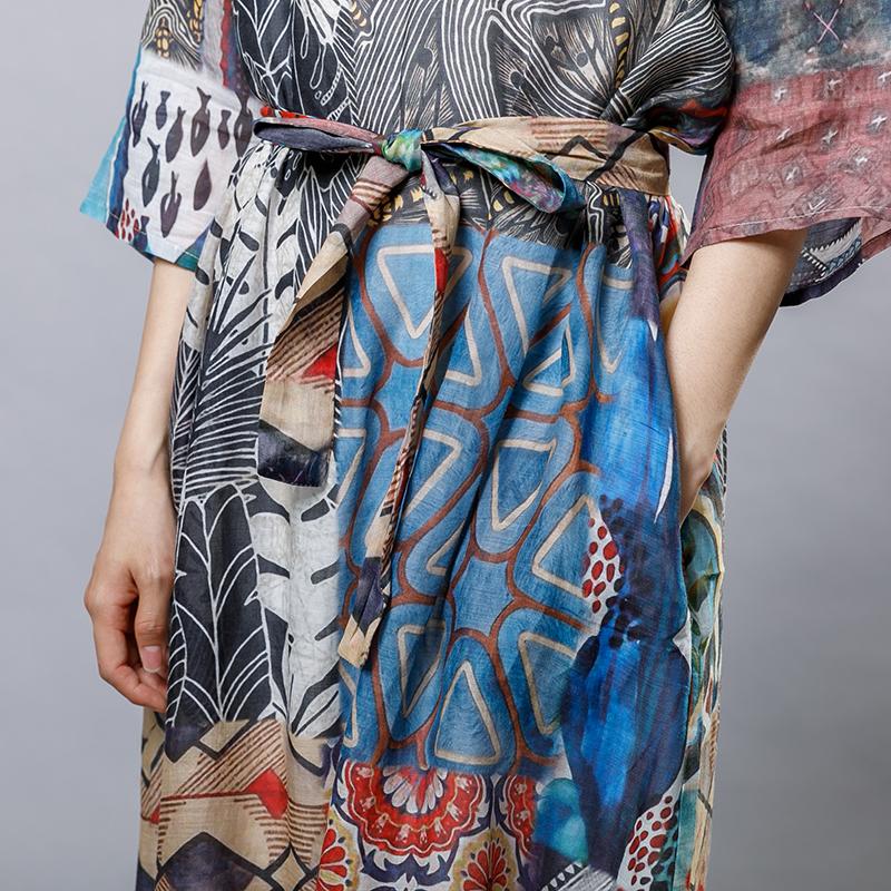 Causal Printed Comfortable Dress With Belt