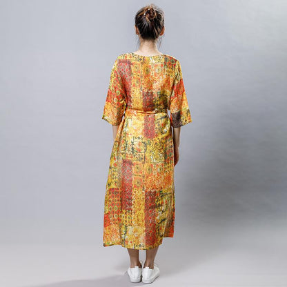 Causal Printed Comfortable Dress With Belt