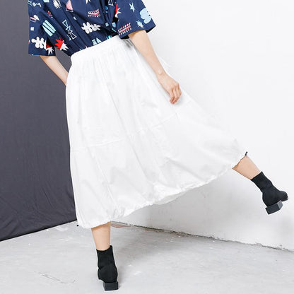 Character Patchwork Spliced Solid Color Skirt