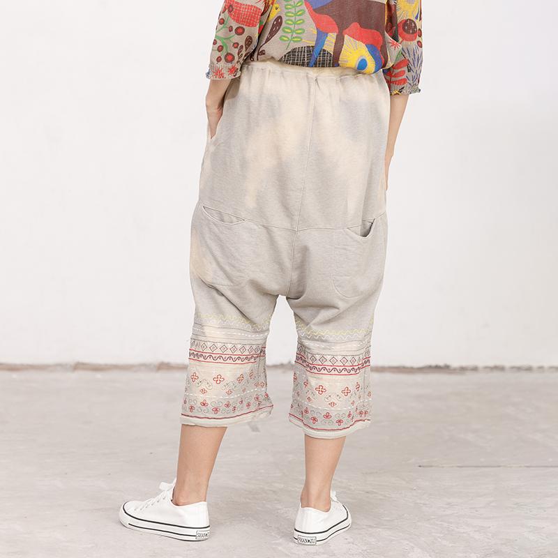 Chic Casual Applique Hole Strap Light Gray Pants