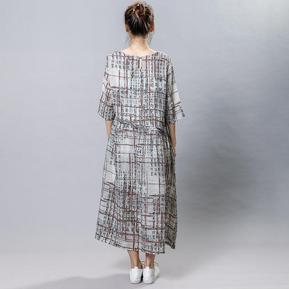 Chinese Calligraphy Splicing Casual Loose Dress