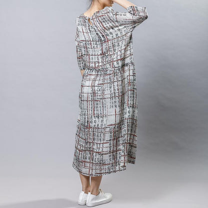 Chinese Calligraphy Splicing Casual Loose Dress