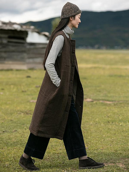 Plus Size - Chinese Style Comfortable Linen Waistcoat