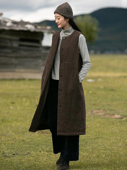 Plus Size - Chinese Style Comfortable Linen Waistcoat