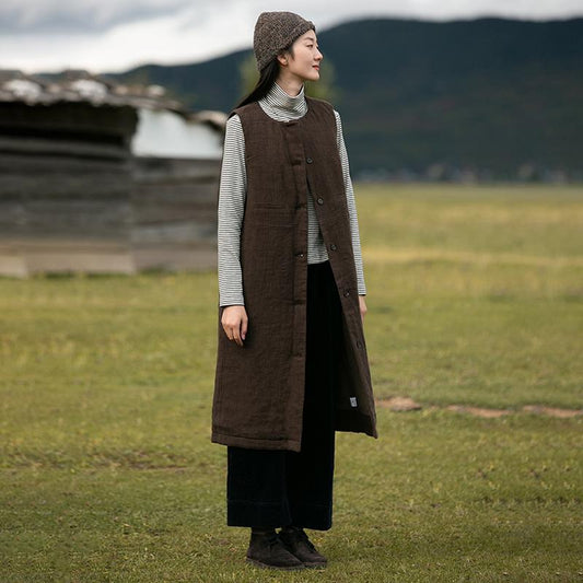 Plus Size - Chinese Style Comfortable Linen Waistcoat